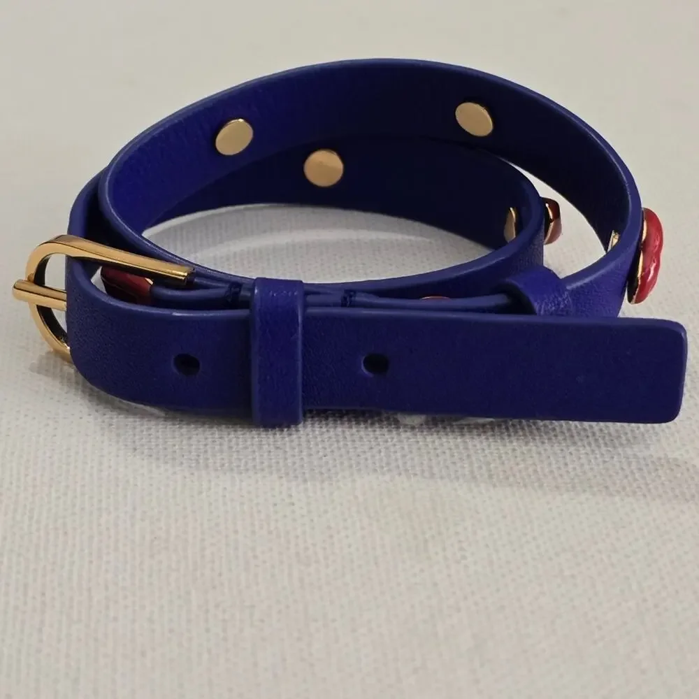 Tory Burch Blue and Red‎ Lips Wrap Bracelet
